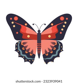 Monarch butterfly in cartoon style vector illustration 