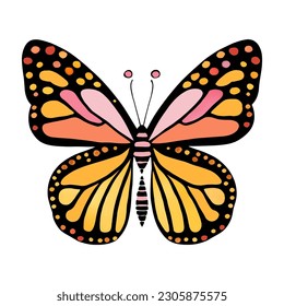 Monarch butterfly. Hand drawn vector illustration.