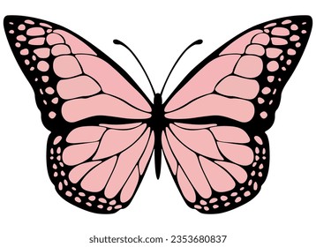 Monarch butterfly. Hand drawn vector illustration. Flying butterfly icon. Flat illustration of flying butterfly vector icon isolated on white background