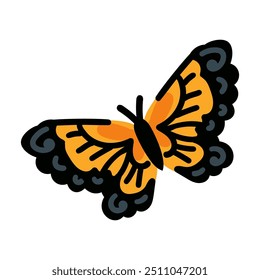 Monarch butterfly. Hand drawn vector illustration. Animal isolated on white background.