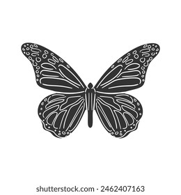 Monarch Butterfly Icon Silhouette Illustration. Insects Vector Graphic Pictogram Symbol Clip Art. Doodle Sketch Black Sign.