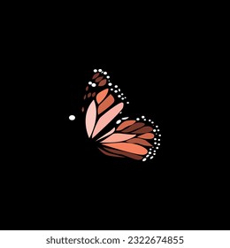 Monarch butterfly illustration on black background - vector