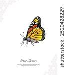 Monarch Butterfly internal  vector art for wall decoration. realistic animal images. Hand drawn wild animal isolated. for room decoration, events, etc