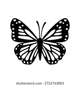 Borboleta monarca, isolada sobre fundo branco. Ícone de borboleta. Ilustração vetorial.