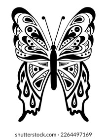 Monarch butterfly line art with ornament