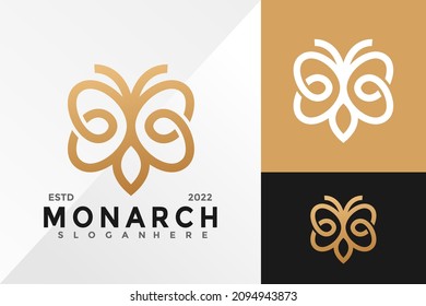 Monarch Butterfly Logo Design Vector Illustration Template