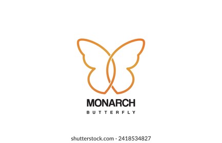 Logo de la mariposa monarca. Diseño de logotipo de línea de lujo.