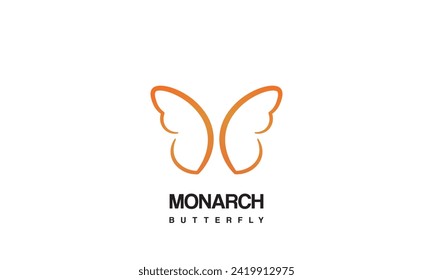 Logo de la mariposa monarca. Diseño de logotipo de línea de lujo.