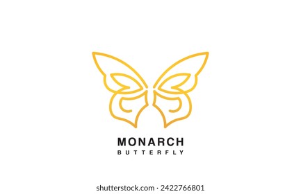 Logo de la mariposa monarca. Diseño de logotipo de línea de lujo.