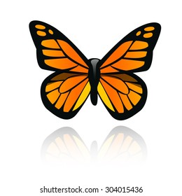 Monarch butterfly orange yellow and black color. Vector illustration
