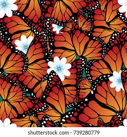 Monarch butterfly seamless pattern