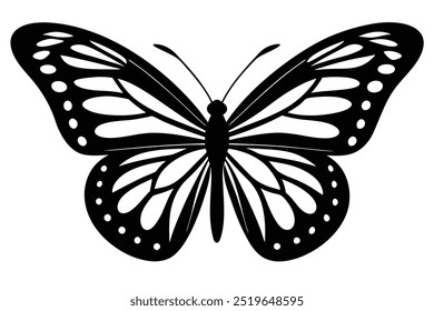 Monarch Butterfly Silhouette, Elegant Butterfly Outline, Vector Butterfly Clipart, Nature-Inspired Butterfly Design