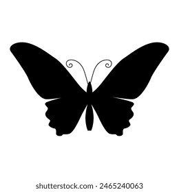 Monarch butterfly silhouette flat icon design on white background