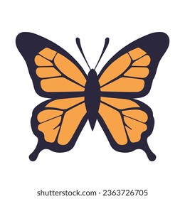 Monarch butterfly vector illustration, flat orange monarch butterfly vector icon isolated on a white background