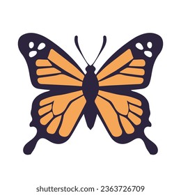 Monarch butterfly vector illustration, flat orange monarch butterfly vector icon isolated on a white background