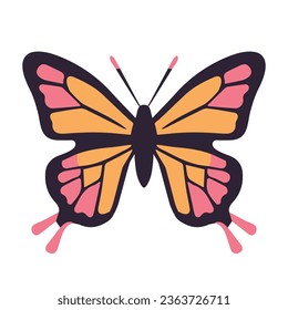 Monarch butterfly vector illustration, flat orange monarch butterfly vector icon isolated on a white background