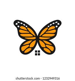 Monarch butterfly. window. Vector Logo. 