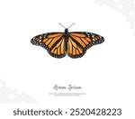 Monarch Butterfly wings vector art for wall decoration. realistic animal images. Hand drawn wild animal isolated. for room decoration, events, etc