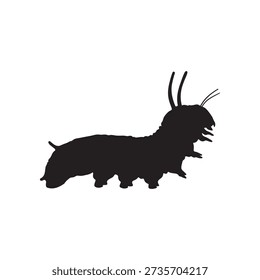 Monarch caterpillar silhouette vector flat illustration design on white back ground