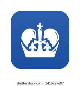 Monarch crown icon blue vector isolated on white background