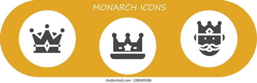  monarch icon set. 3 filled monarch icons. Simple modern icons about  - Crown, King