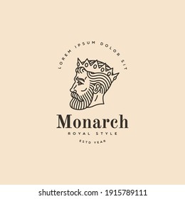 Monarch logo design template. Linear style. Vector illustration.