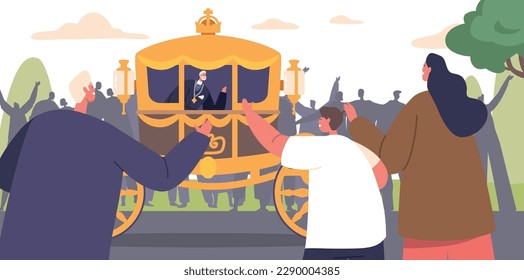 Monarch Rides In A Splendid Carriage, Adorned With Royal Regalia, Through The City Street For A Grand Celebration