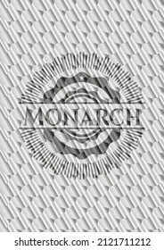 Monarch shiny silver badge. Scales pattern. Vector Illustration. Detailed. 