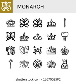 monarch simple icons set. Contains such icons as Butterfly, Crown, Sceptre, King, can be used for web, mobile and logo