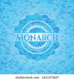 Monarch sky blue emblem with triangle mosaic background