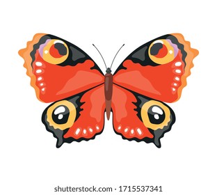 Monarch Tropical Butterfly, Beautiful Colorful Flying Insect Decorative Element Vector Illustration