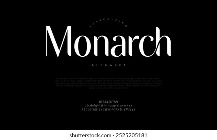 Monarch typography beauty fashion elegant minimalist serif italic fonts decorative wedding vintage retro logos. Minimal luxury font alphabet logo. Vector illustration