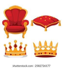 Monarchy Attributes Orb, Wreath, Trumpet, Throne, Scepter, Crown