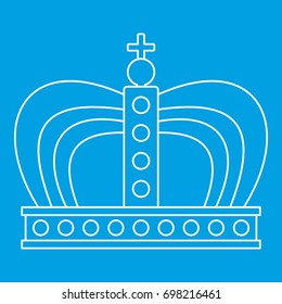 Monarchy crown icon blue outline style isolated vector illustration. Thin line sign