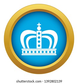 Monarchy crown icon blue vector isolated on white background for any design