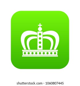 Monarchy crown icon digital green for any design isolated on white vector illustration