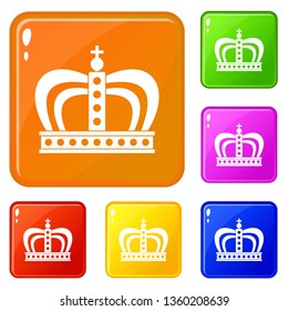 Monarchy crown icons set collection vector 6 color isolated on white background