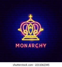 Monarchy Crown Neon Label. Vektorgrafik der Landeswerbung.