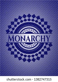 Monarchy emblem with denim texture. Vector Illustration. Detailed.