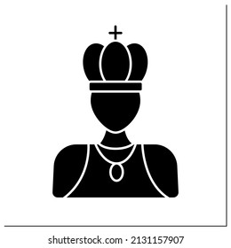 Monarchy glyph icon. Supreme authority vested in monarch. Individual ruler achieve position through heredity. Political system concept.Filled flat sign. Isolated silhouette vector illustration