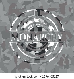 Monarchy grey camouflaged emblem. Vector Illustration.