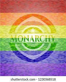 Monarchy on mosaic background with the colors of the LGBT flag