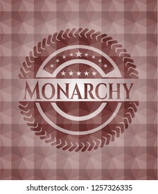 Monarchy red emblem or badge with abstract geometric pattern background. Seamless.