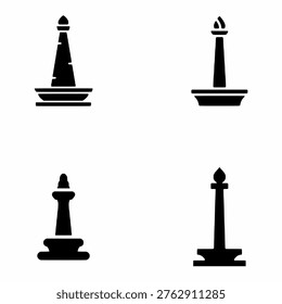 Monas Icon Set Jakarta Landmark Vector Collection