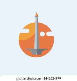 monas jakarta city icon with orange concept