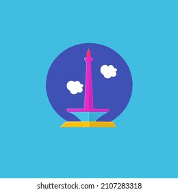 Monas und die Jakarta-Symbol-Wolke für Logo- oder Hintergrundwerbeplakate
