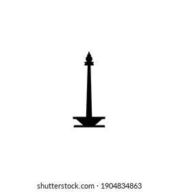 'Monas' Location Icon Symbol. Landmark in Jakarta, Indonesia. Vector Illustration
