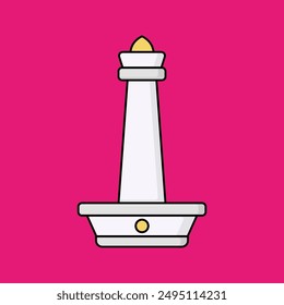 Monas National Monument Illustration on Magenta Background