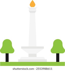 Monas Statue Building Icon Vector Flat Illustration