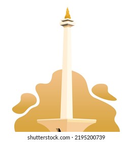 Monas vector illustration with fluid background . Monas is a landmark in Jakarta, Indonesia.